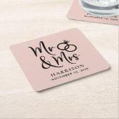 結婚式の引き出物ミセス・赤面 スクエアペーパーコースター (アングル)