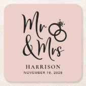 結婚式の引き出物ミセス・赤面 スクエアペーパーコースター (正面)