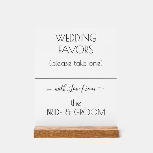 結婚式の引き出物モダンズホワイトブラックタイポグラフィ アクリルサイン (正面)