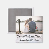 結婚式の引き出物モダンタイポグラフィ写真 マグネット (正面/裏面)