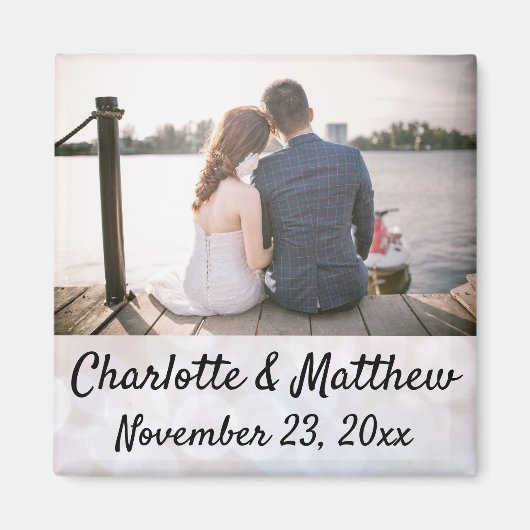 結婚式の引き出物モダンタイポグラフィ写真 マグネット (正面)