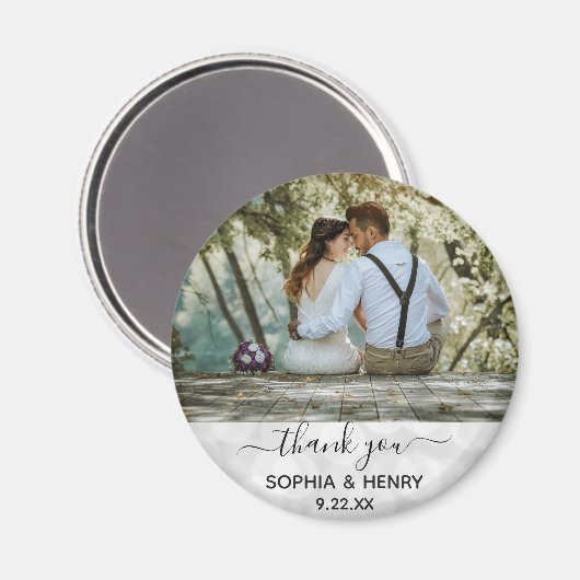 結婚式の引き出物モダンタイポグラフィ写真 マグネット (正面/裏面)