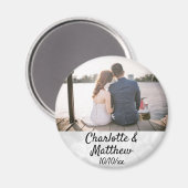 結婚式の引き出物モダンタイポグラフィ写真 マグネット (正面/裏面)