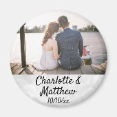 結婚式の引き出物モダンタイポグラフィ写真 マグネット (正面)