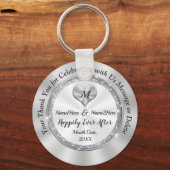 結婚式の引き出物モノグラムのの後ずっと幸せに キーホルダー (正面)