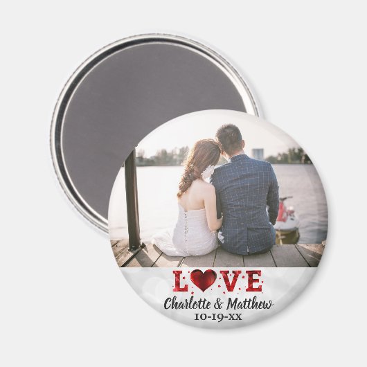 結婚式の引き出物ラブモダンタイポグラフィサンキュー マグネット (正面/裏面)