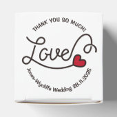 結婚式の引き出物ラブ赤いハートタイポグラフィアート フェイバーボックス (上部)