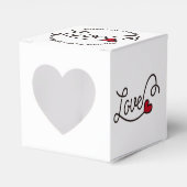 結婚式の引き出物ラブ赤いハートタイポグラフィアート フェイバーボックス (正面サイド)