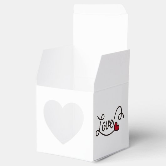 結婚式の引き出物ラブ赤いハートタイポグラフィアート フェイバーボックス (オープン)