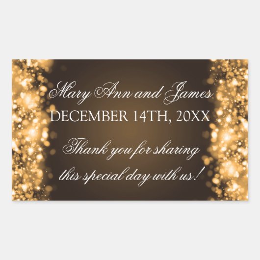 結婚式の引き出物ラベルきらめくライト金ゴールド 長方形シール (正面)