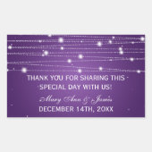 結婚式の引き出物ラベルきらめくラインパープル 長方形シール (正面)