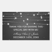 結婚式の引き出物ラベルきらめくラインブラック 長方形シール (正面)