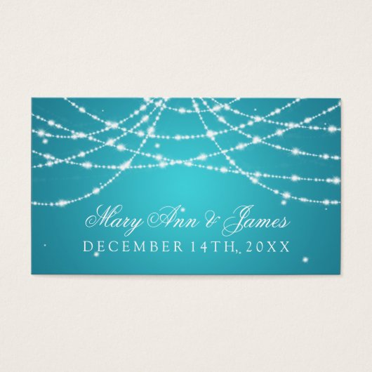 結婚式の引き出物ラベルきらめく列ターコイズ (正面)