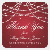 結婚式の引き出物ラベルきらめく文字列（赤） スクエアシール (正面)