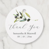 結婚式の引き出物ラベルウォーターカラーオリーブブランチ フェイバータグ (正面)