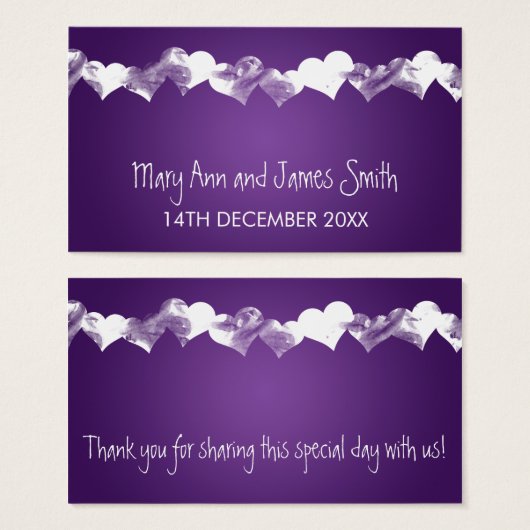 結婚式の引き出物ラベルグランジハート紫 (正面&裏面)