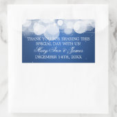 結婚式の引き出物ラベルグロー&スパークルブルー 長方形シール (バッグ)