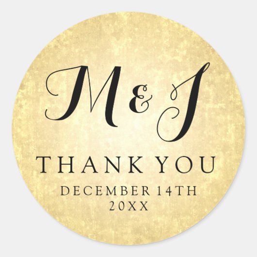 結婚式の引き出物ラベルゴールドフォイルルックスターズ紙吹雪 ラウンドシール (正面)