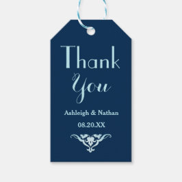 結婚式の引き出物ラベルサンキューネイビーブルーA04 ギフトタグ