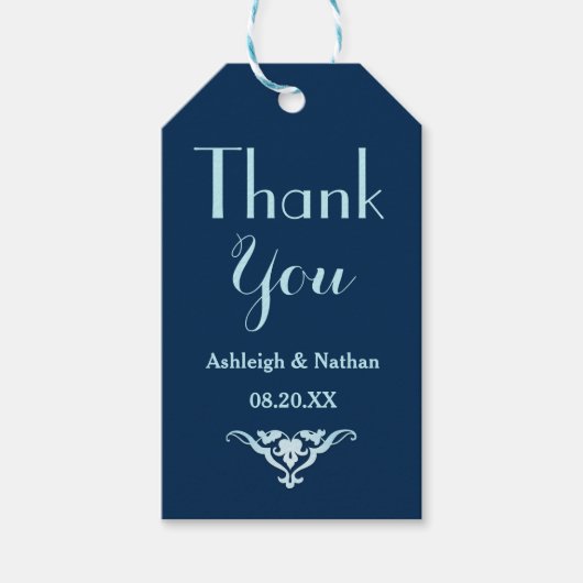 結婚式の引き出物ラベルサンキューネイビーブルーA04 ギフトタグ (正面)