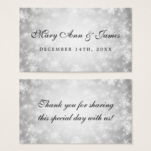 結婚式の引き出物ラベルシルバーウィンターワンダーランド (正面&裏面)