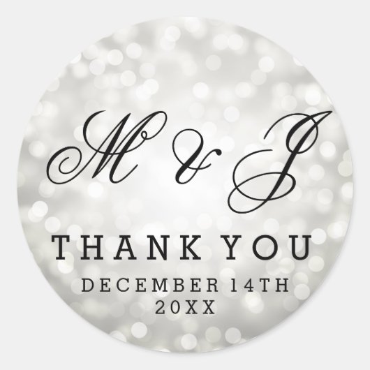 結婚式の引き出物ラベルシルバーグリッターライト ラウンドシール (正面)