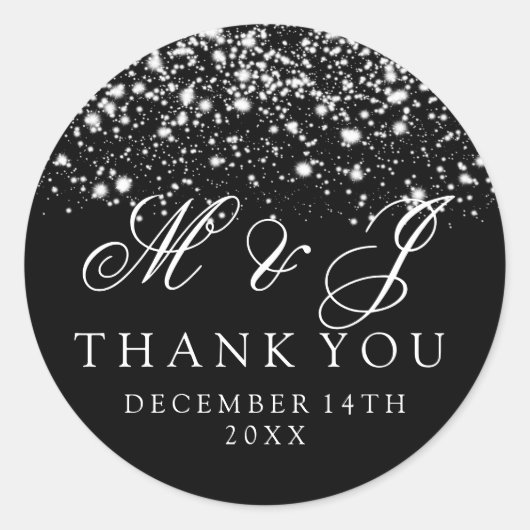結婚式の引き出物ラベルシルバーミッドナイトグラム ラウンドシール (正面)