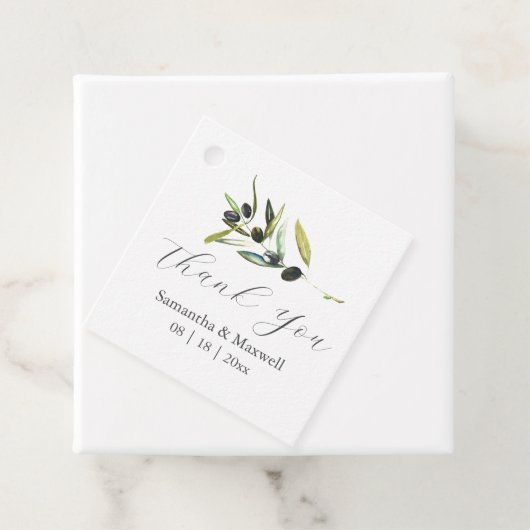 結婚式の引き出物ラベルシンプルオリーブブランチ フェイバータグ (インサイチュ)