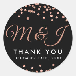 結婚式の引き出物ラベルバラ金ゴールドグリッター紙吹雪ブラック ラウンドシール