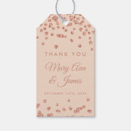 結婚式の引き出物ラベルバラ金ゴールドグリッター紙吹雪赤面 ギフトタグ