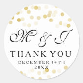結婚式の引き出物ラベルフェイクゴールドフォイルグリッターライト ラウンドシール (正面)