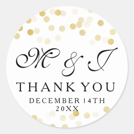 結婚式の引き出物ラベルフェイクゴールドフォイルグリッターライト ラウンドシール (正面)