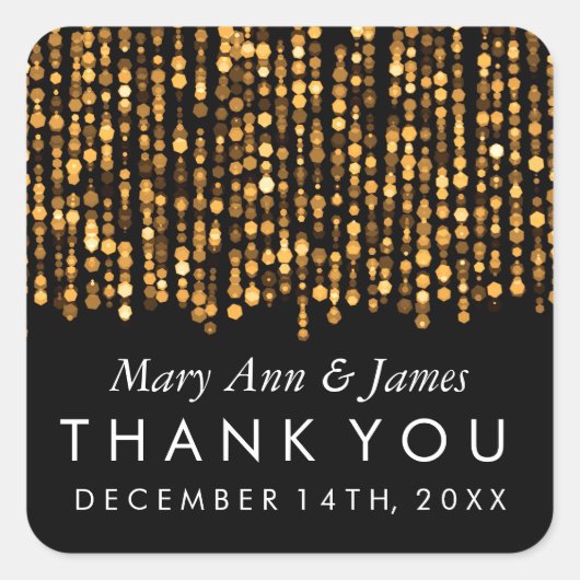 結婚式の引き出物ラベルモダン金ゴールド灯 スクエアシール (正面)
