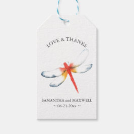 結婚式の引き出物ラベルレッドドラゴンフライ ギフトタグ