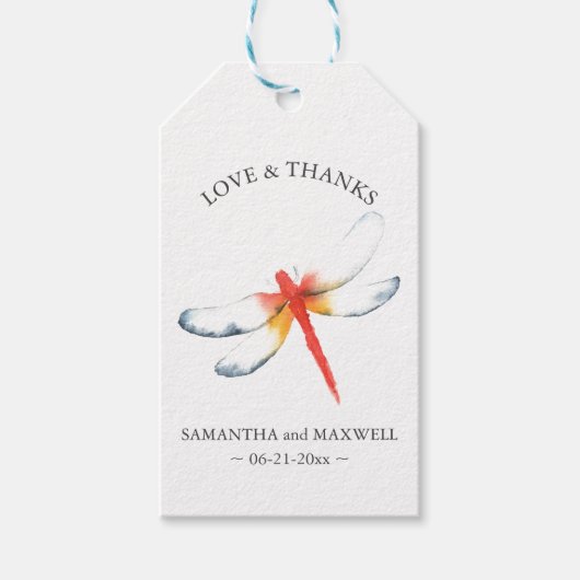 結婚式の引き出物ラベルレッドドラゴンフライ ギフトタグ (正面)