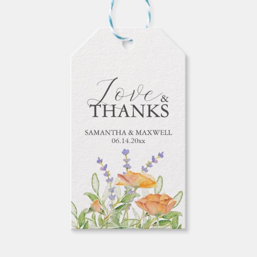 結婚式の引き出物ラベル水彩ワイルドフラワー ギフトタグ (正面)
