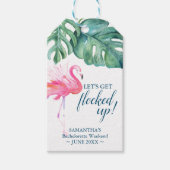 結婚式の引き出物ラベル熱帯ピンクフラミンゴ ギフトタグ (正面)