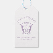 結婚式の引き出物ラベル薄紫モノグラムクレスト ギフトタグ (正面)