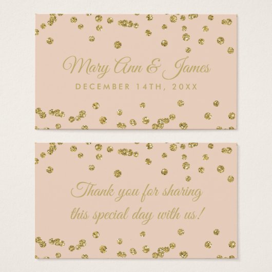 結婚式の引き出物ラベル金ゴールドグリッター紙吹雪赤面バラ (正面&裏面)