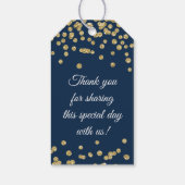 結婚式の引き出物ラベル金ゴールドフェイクグリッター紙吹雪ネイビー ギフトタグ (裏面)
