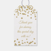 結婚式の引き出物ラベル金ゴールドフェイクグリッター紙吹雪白 ギフトタグ (裏面)