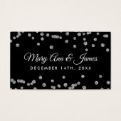 結婚式の引き出物ラベル銀グリッター紙吹雪ブラック (正面)