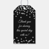 結婚式の引き出物ラベル銀グリッター紙吹雪ブラック ギフトタグ (裏面)