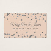 結婚式の引き出物ラベル銀グリッター紙吹雪赤面 (正面)