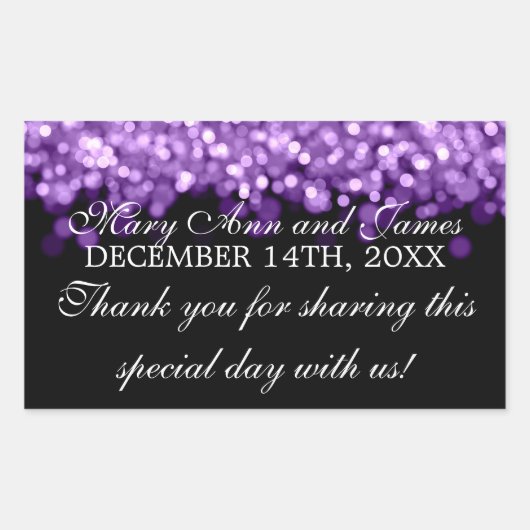 結婚式の引き出物ラベル魔法パープルライト 長方形シール (正面)