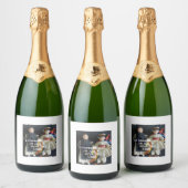 結婚式の引き出物ルーマニア民族衣装きらめく スパークリングワインラベル (ボトル)