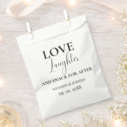 結婚式の引き出物愛の笑い声と後のおやつ フェイバーバッグ (クリップ留めされた状態)
