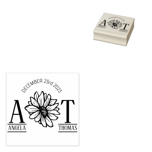 結婚式の引き出物招待モノグラムひまわり ラバースタンプ (押印)