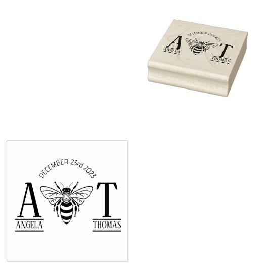 結婚式の引き出物招待夫婦bee monogram ラバースタンプ (押印)