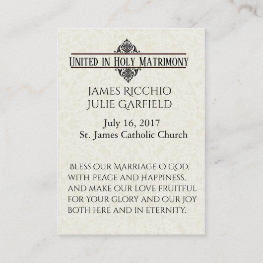 結婚式の引き出物新郎新婦カトリック聖札 名刺 (裏面)